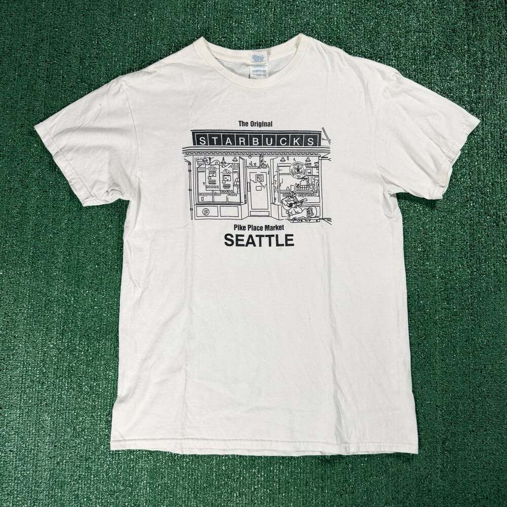Delta Apparel Starbucks The Original Pike Place Market Seattle Medium White